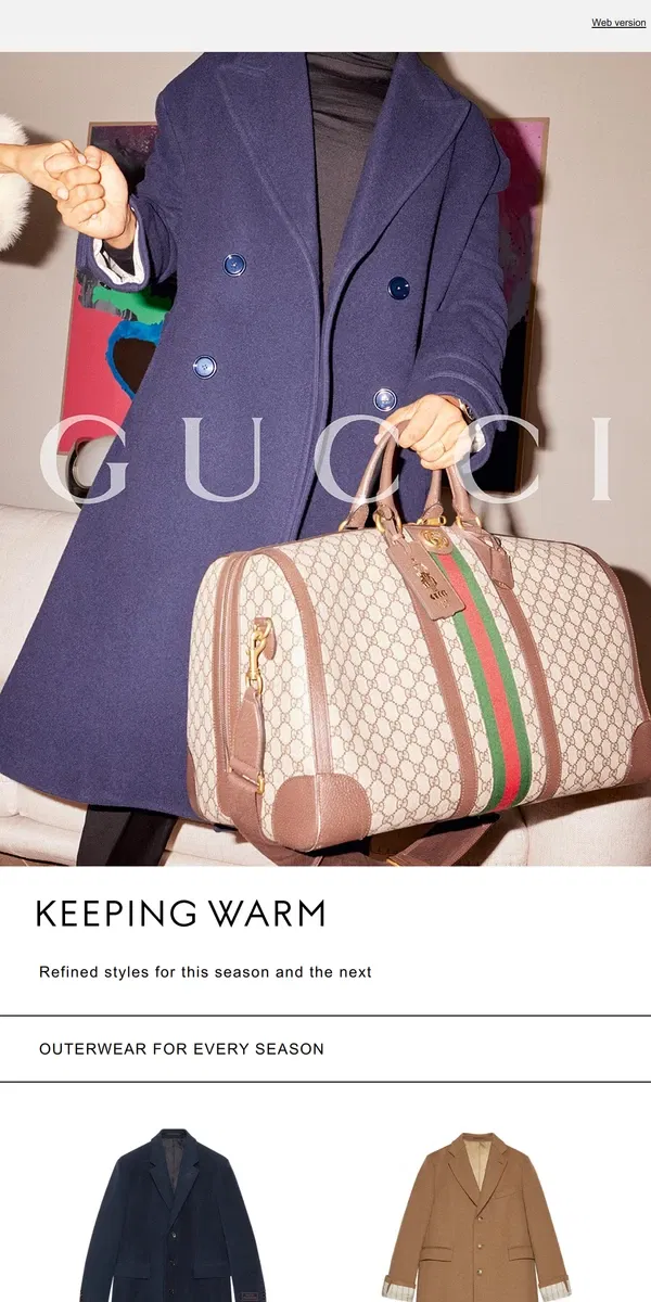 Email from GUCCI. The Outerwear Edit