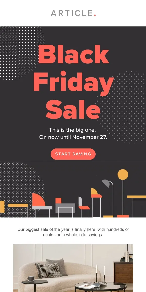 Email from Article. Our Black Friday Sale starts now