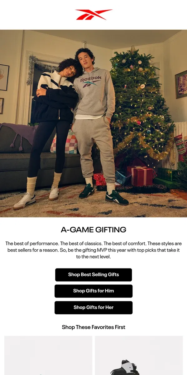 Email from Reebok. Gifts guaranteed to please