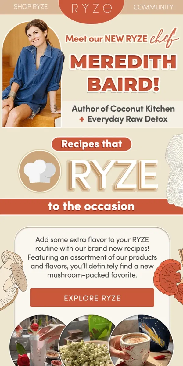 Email from RYZE Mushroom Coffee. We’re cooking up a storm…