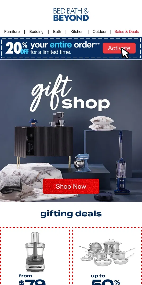 Email from Bed Bath & Beyond. ✨The Gift Shop is Open 🎁🎅✨