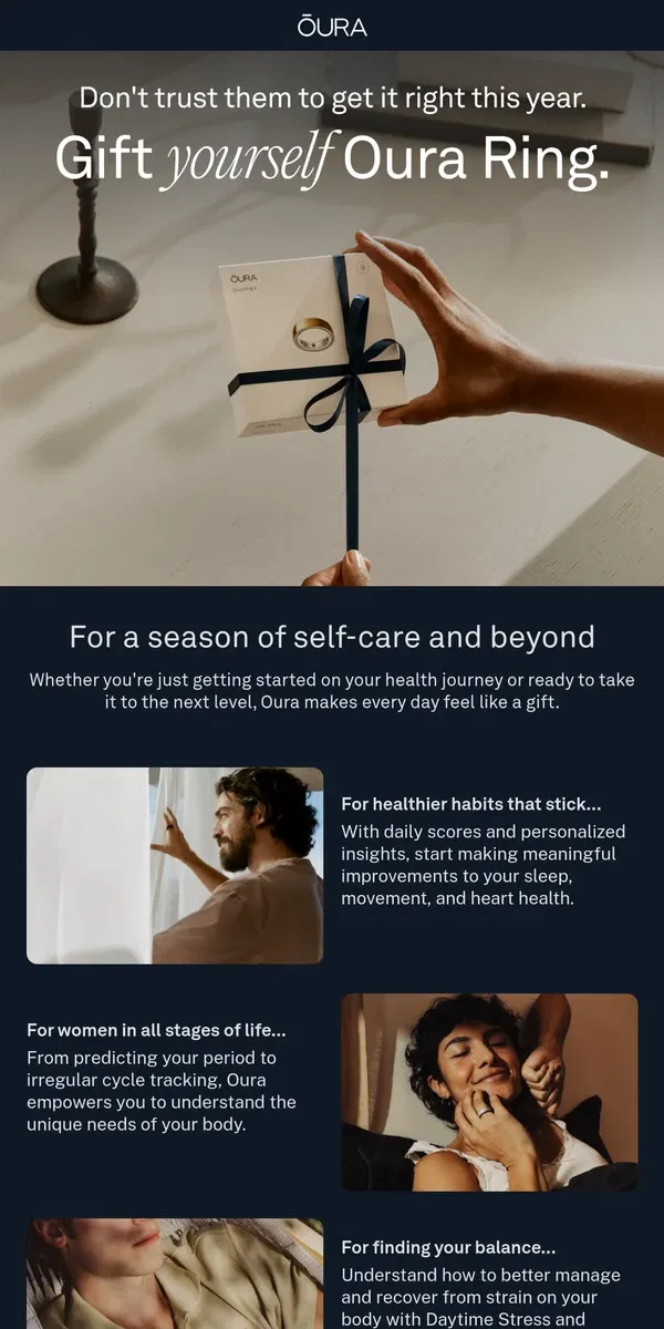 Email from Oura. Self-care is now in season