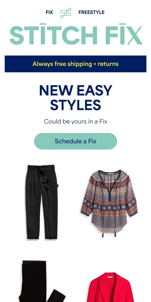 Email from Stitch Fix. Meet your style goals