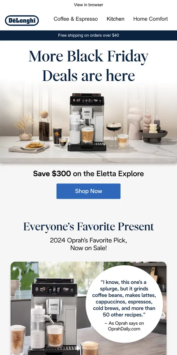 Email from De'Longhi. More Black Friday Deals are Here!