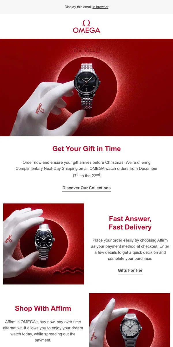 Email from OMEGA. There's Still Time Before Christmas