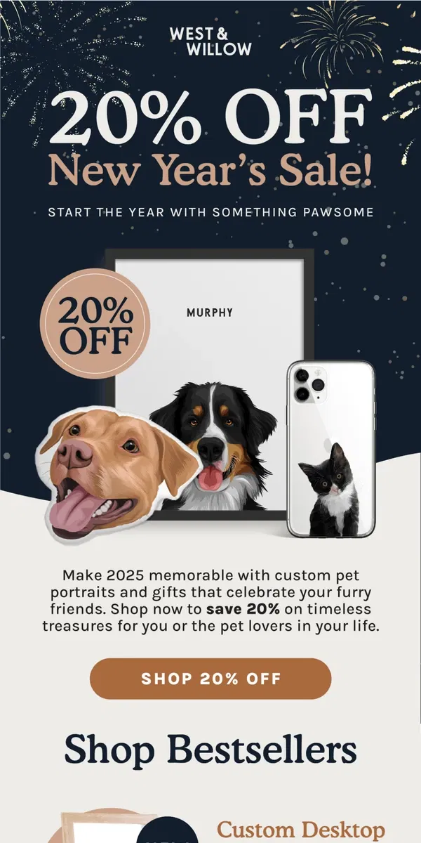 Email from West & Willow. 20% OFF New Year's Sale! 🎇