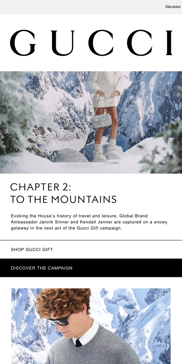 Email from GUCCI. Gucci Gift: To the Mountains