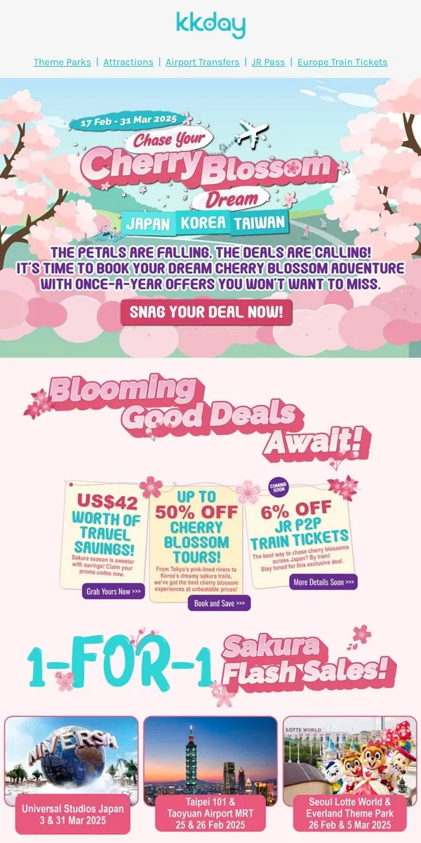 Email from KKday. 🌸 Cherry Blossoms Won’t Wait—Book Your Dream Trip Now!