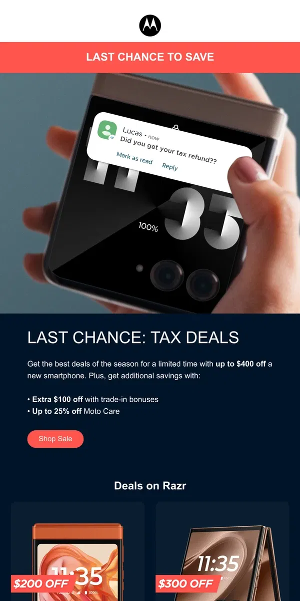 Email from Motorola. More Money, More Moto💲📱