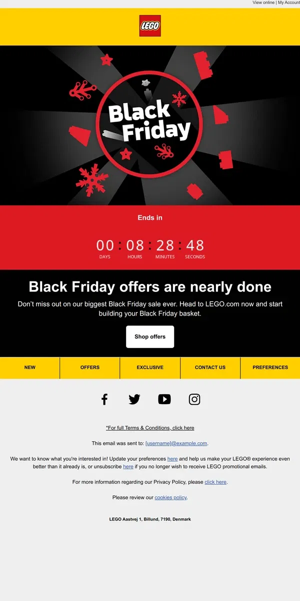 Email from Lego. Don’t let Black Friday pass you by