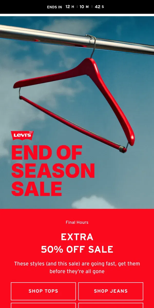 Email from Levi's. The countdown is on