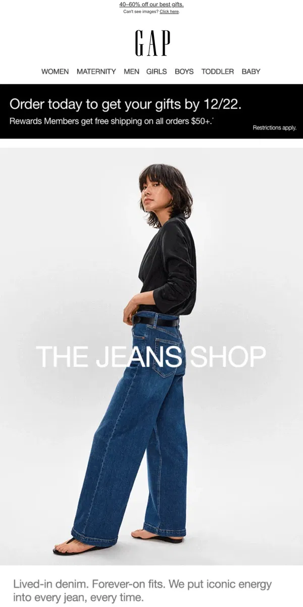 Email from GAP. Activate JEAN MODE