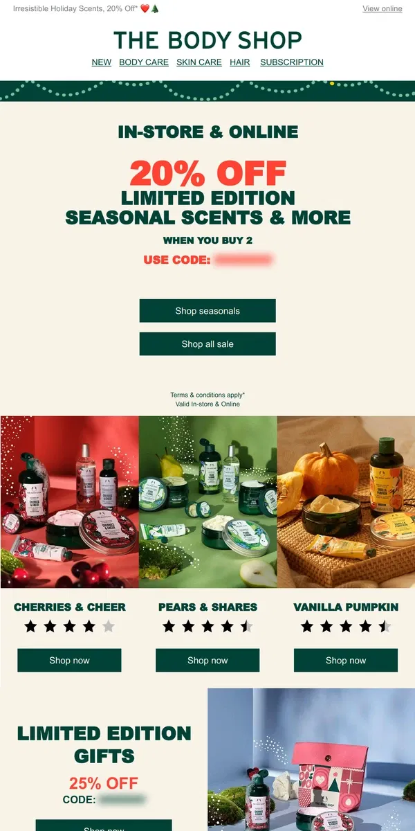 Email from The Body Shop. Once they're gone, they're gone..