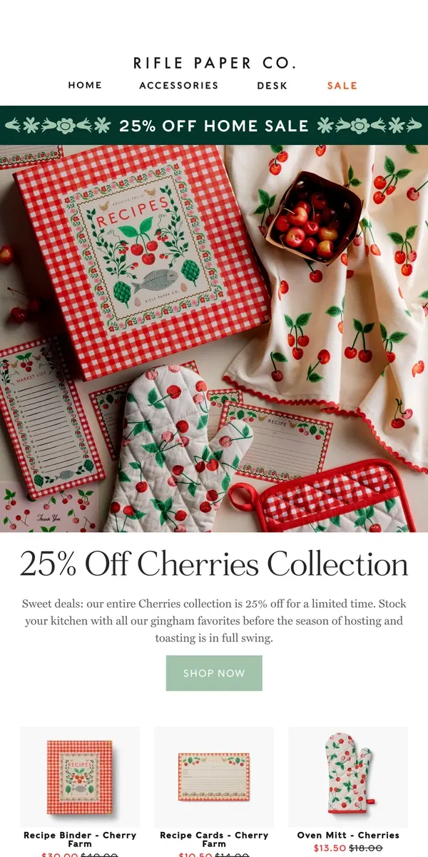 Email from Rifle Paper Co.. 25% off The Cherries Collection 🍒