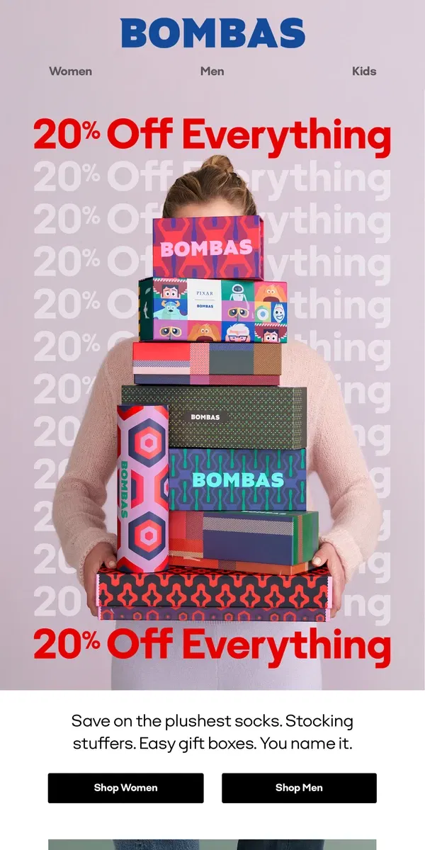 Email from Bombas. 20% Off ✨ Everything ✨