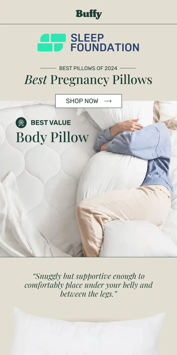 Email from Buffy. Sleep Foundation's Best Pregnancy Pillow