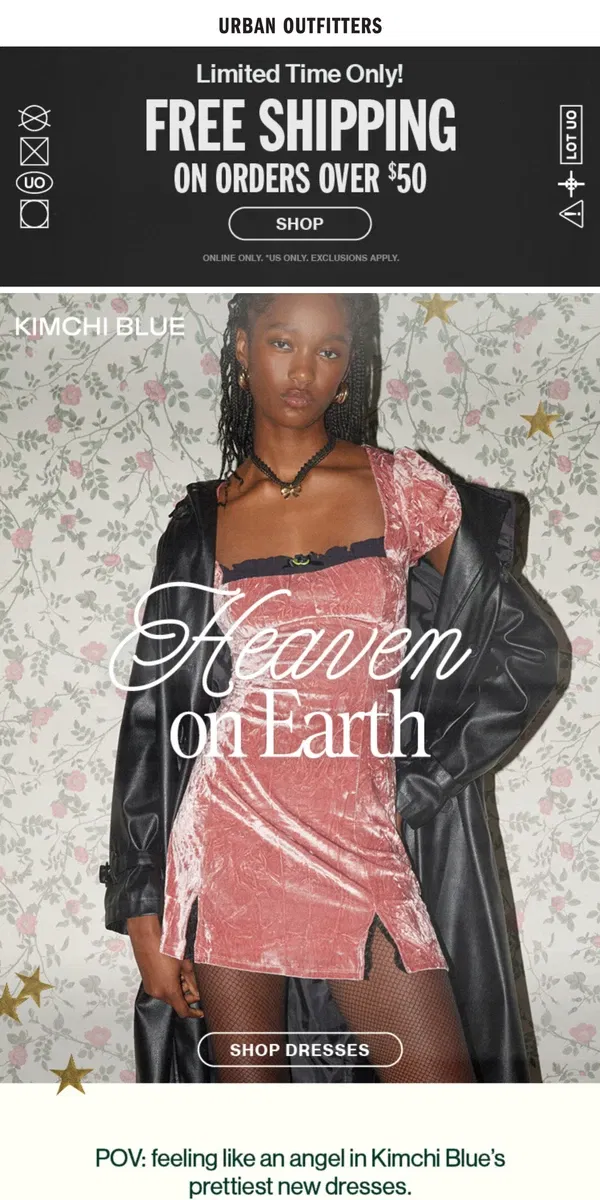 Email from Urban Outfitters. Kimchi Blue · HEAVEN ON EARTH