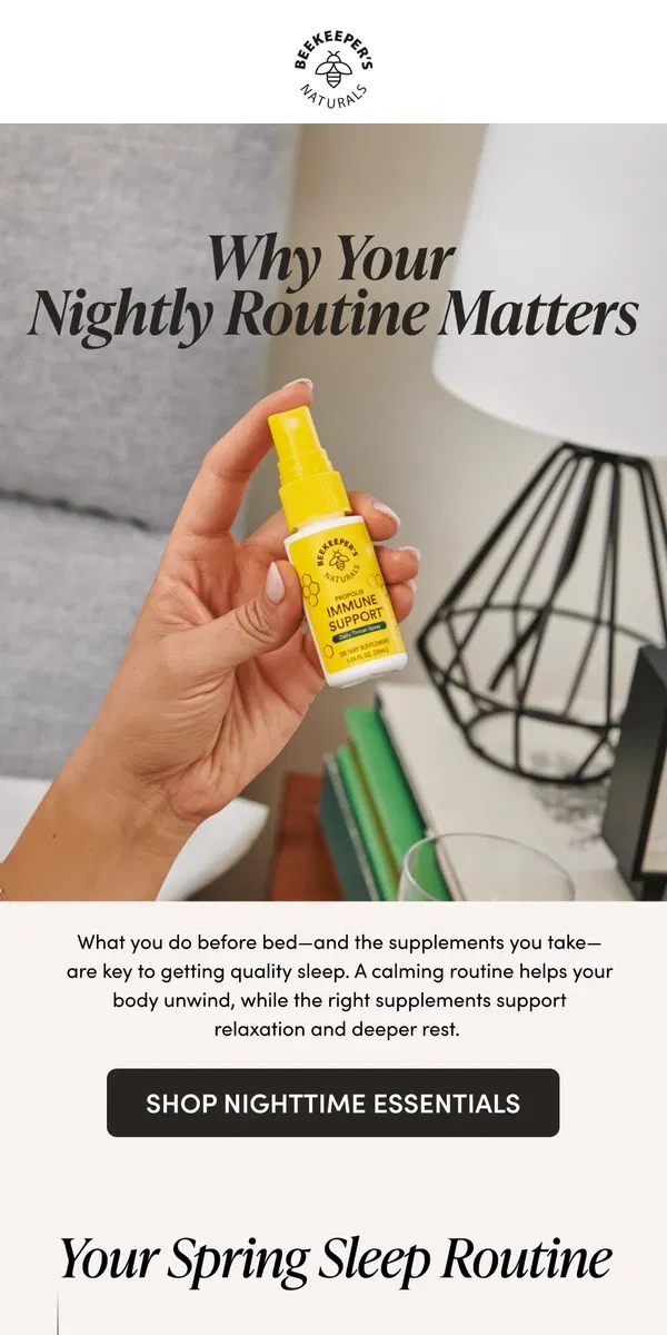 Email from Beekeeper's Naturals. Spring Forward Impacting Your Sleep?