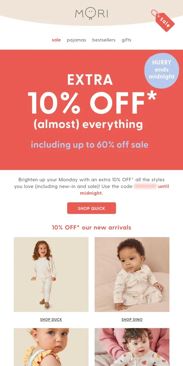 Email from MORI. 10% OFF new in at MORI! ✨