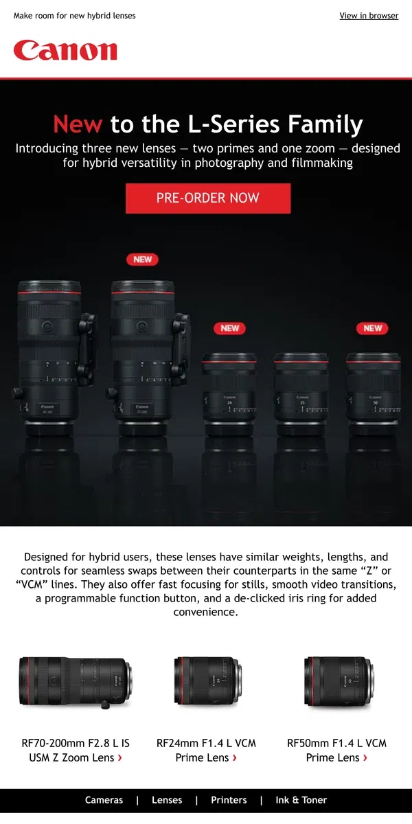 Email from Canon. Check Out Our Latest Lens Release!