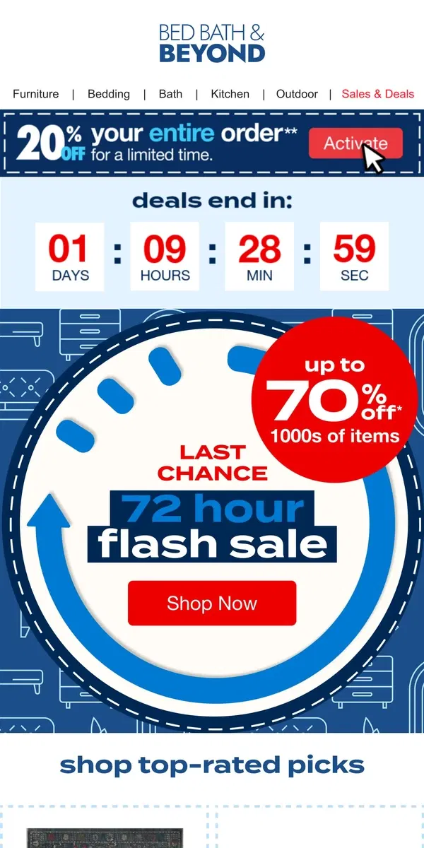 Email from Bed Bath & Beyond. 🚨🚨🚨 Flash Deals End TOMORROW 🚨🚨🚨