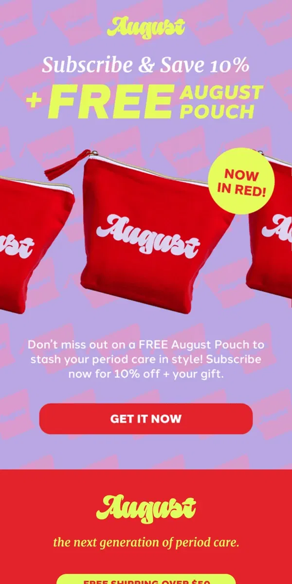 Email from August. Want a NEW 🍒 red August Period Pouch?