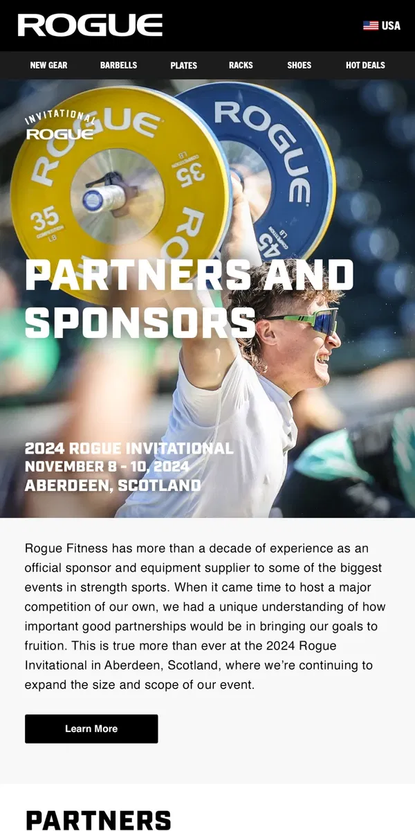 Email from Rogue Fitness. Rogue Invitational Partners & Sponsors