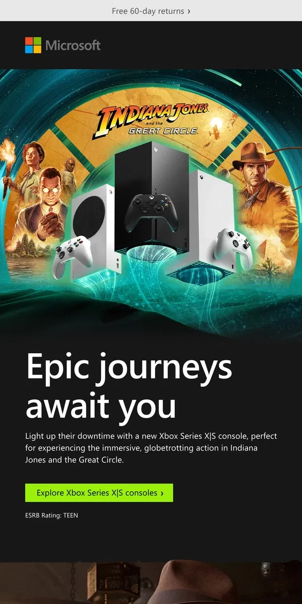 Email from Microsoft Store. Gift Indiana Jones and the Great Circle on Xbox Series X|S