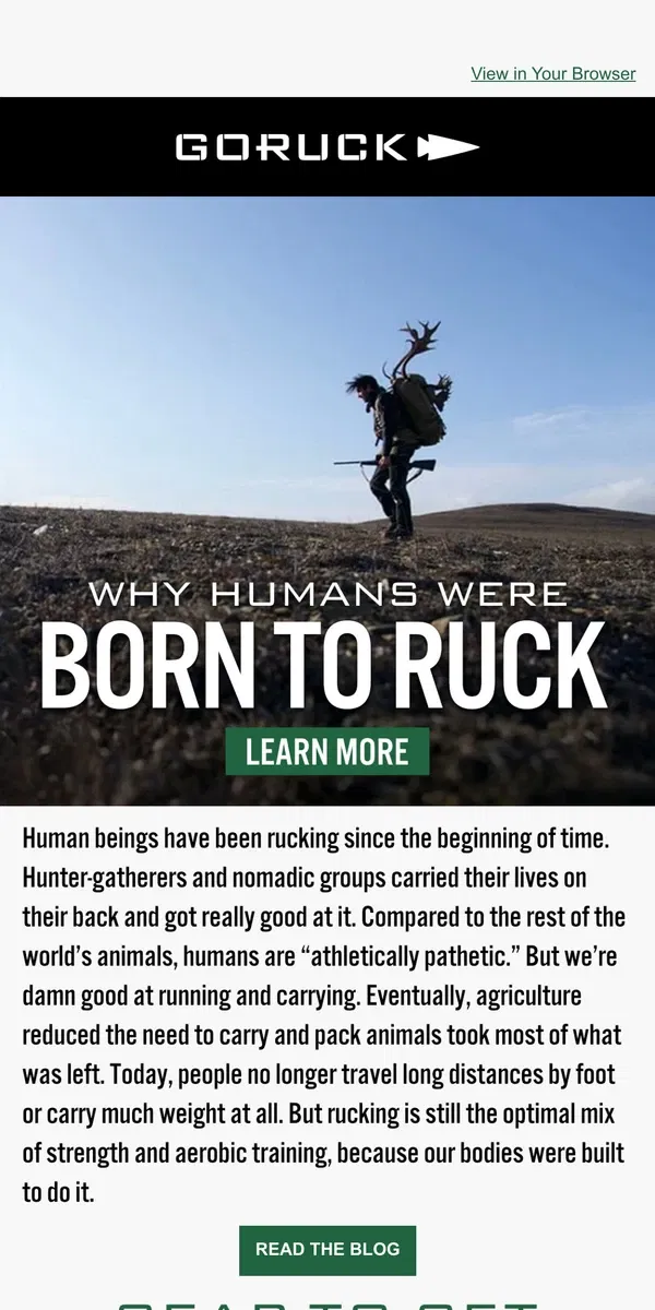 Email from GORUCK. "Humans Are Athletically Pathetic"