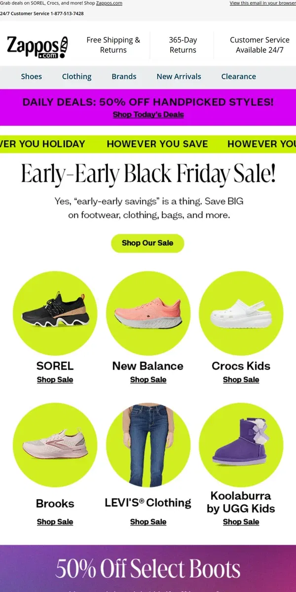 Email from Zappos. Black Friday SALE Alert: Sundays are for Saving