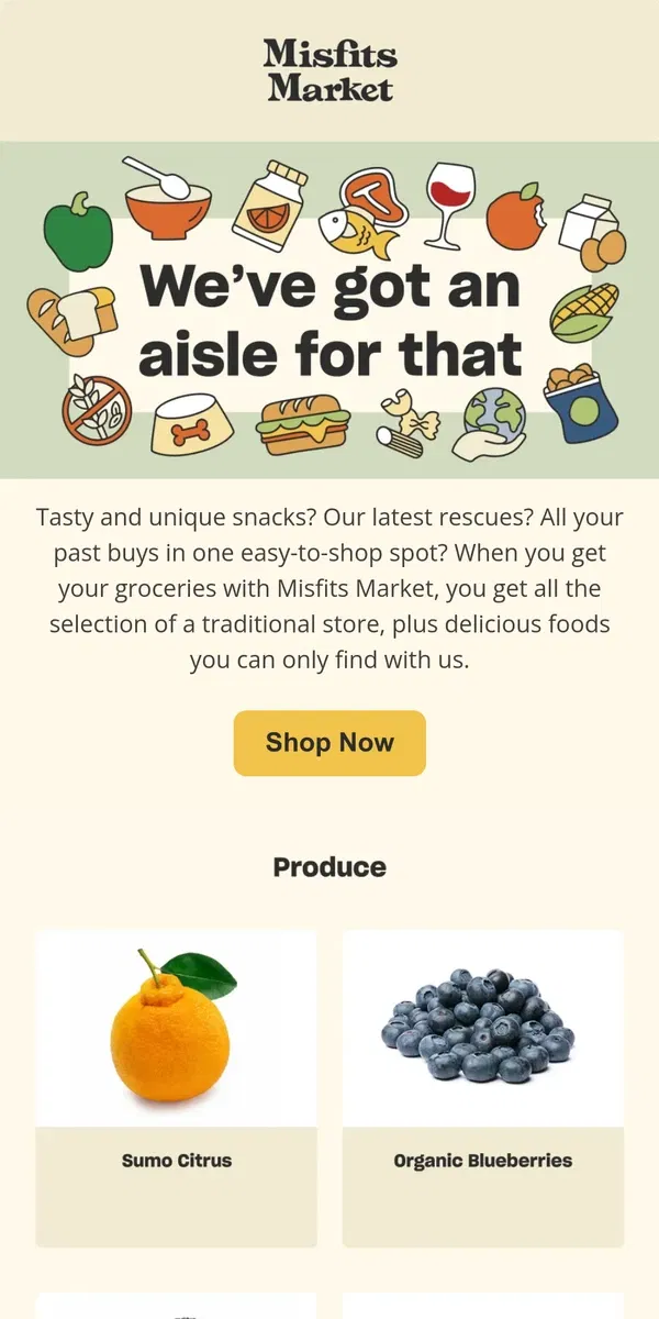 Email from Misfits Market. See What’s New in Our Aisles