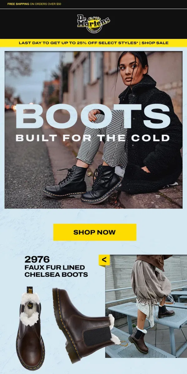 Email from Dr. Martens. How to stay warm and stylish for winter