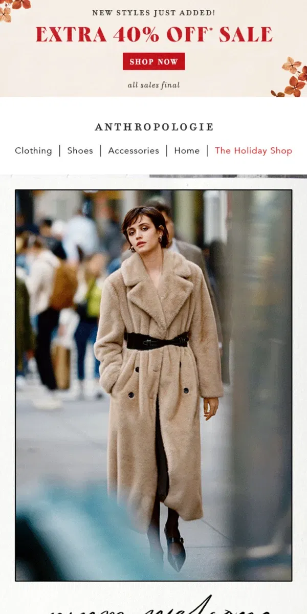 Email from Anthropologie. Faux Fur(ever) Jacket Faves