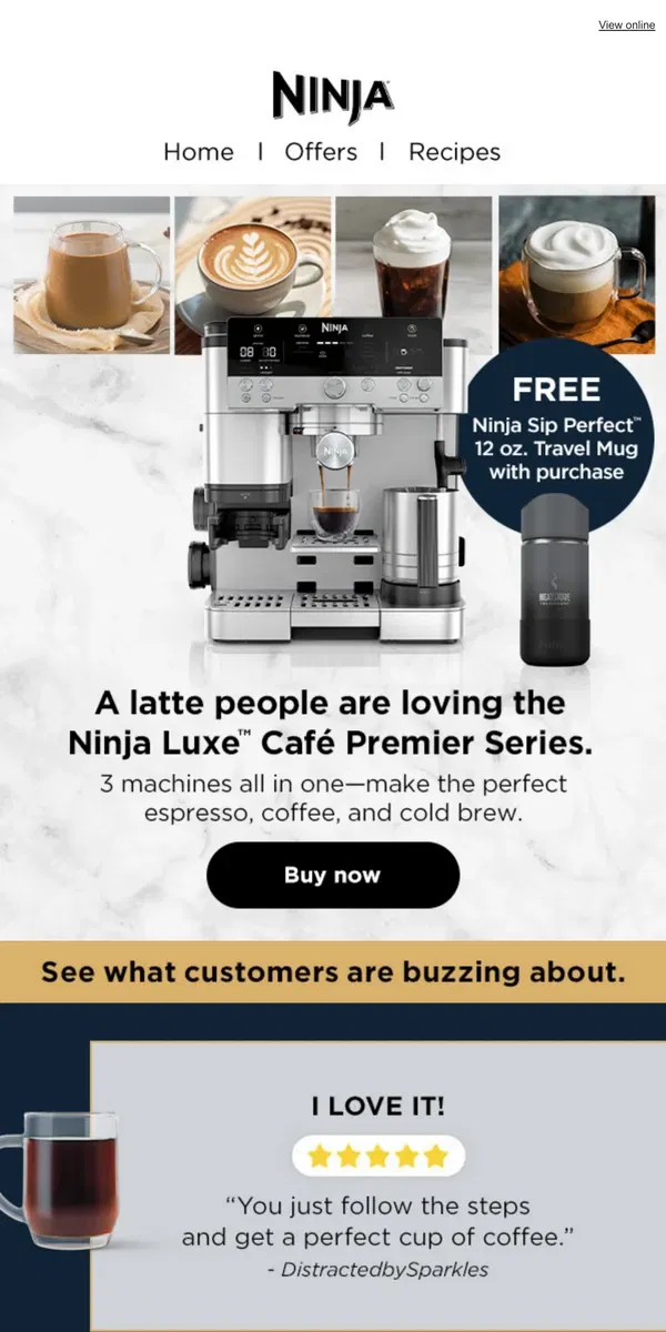 Email from Ninja Kitchen. The espresso machine that has everyone talking. ☕