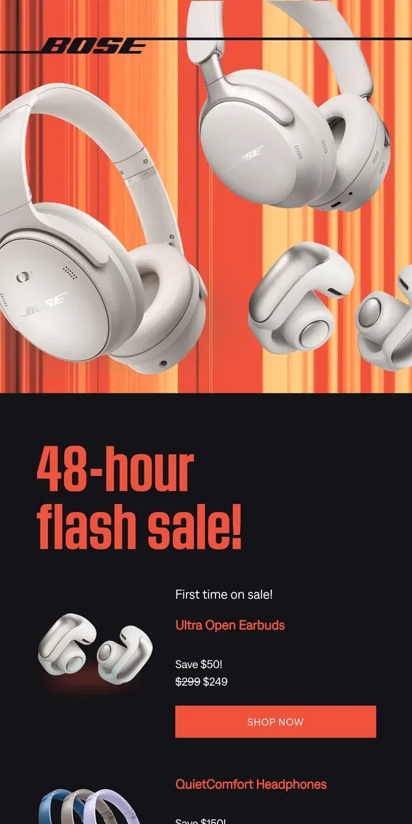 Email from Bose. 48 hours only: save up to 40% on best sellers!