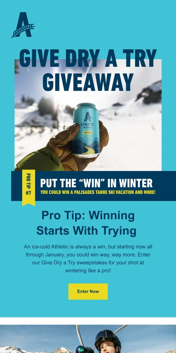 Email from Athletic Brewing Co. The ultimate WIN WIN ❄️🎿🏔️