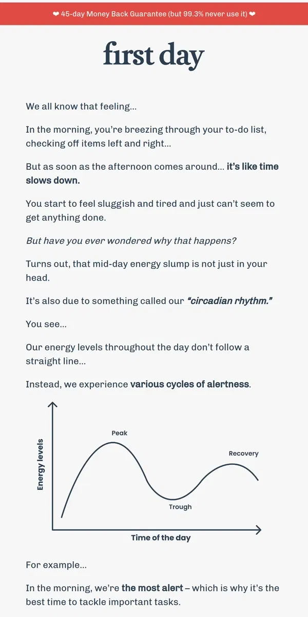 Email from First Day. How to be in tune with your energy cycles