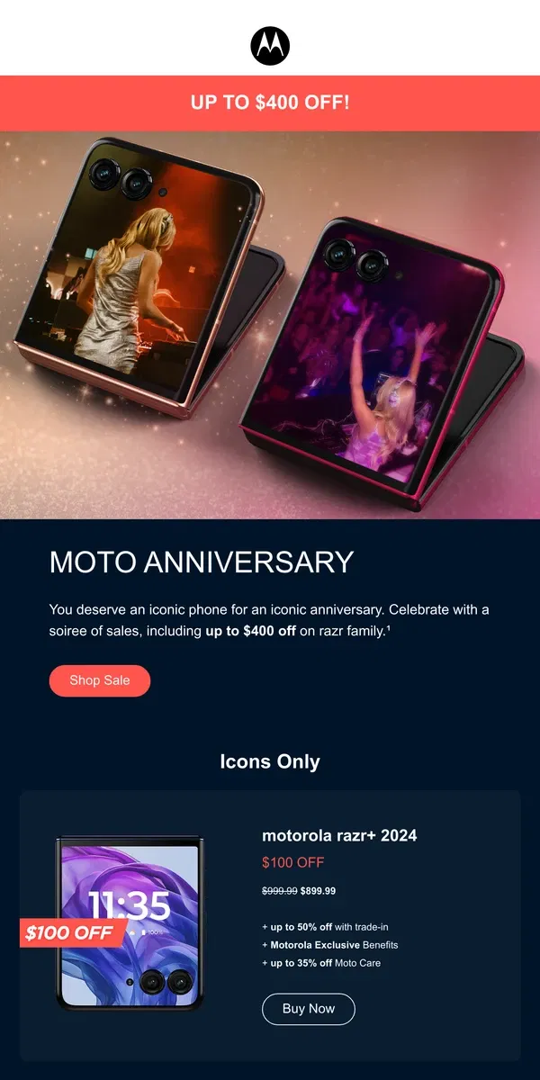 Email from Motorola. An Iconic Pairing for an Iconic Anniversary ✨