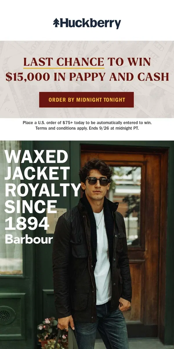 Email from Huckberry. 007’s Blazer