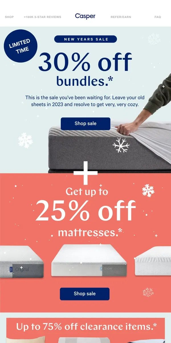 Email from Casper. 30% off bundles + up to 25% off mattresses. 👀