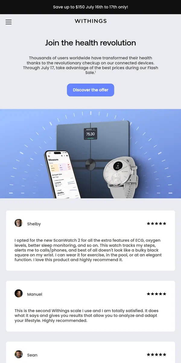 Email from Withings. Thousands of people have tested it for you