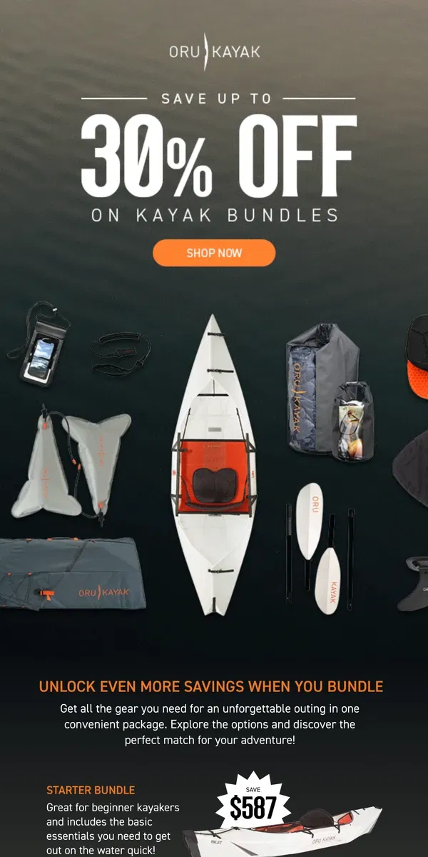 Email from Oru Kayak. Up to 30% Off | Bundles Sale is ON 🔥