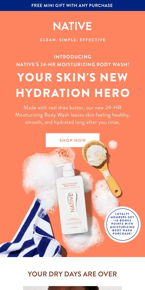 Email from Native Deodorant. Ready to get drenched?🚿