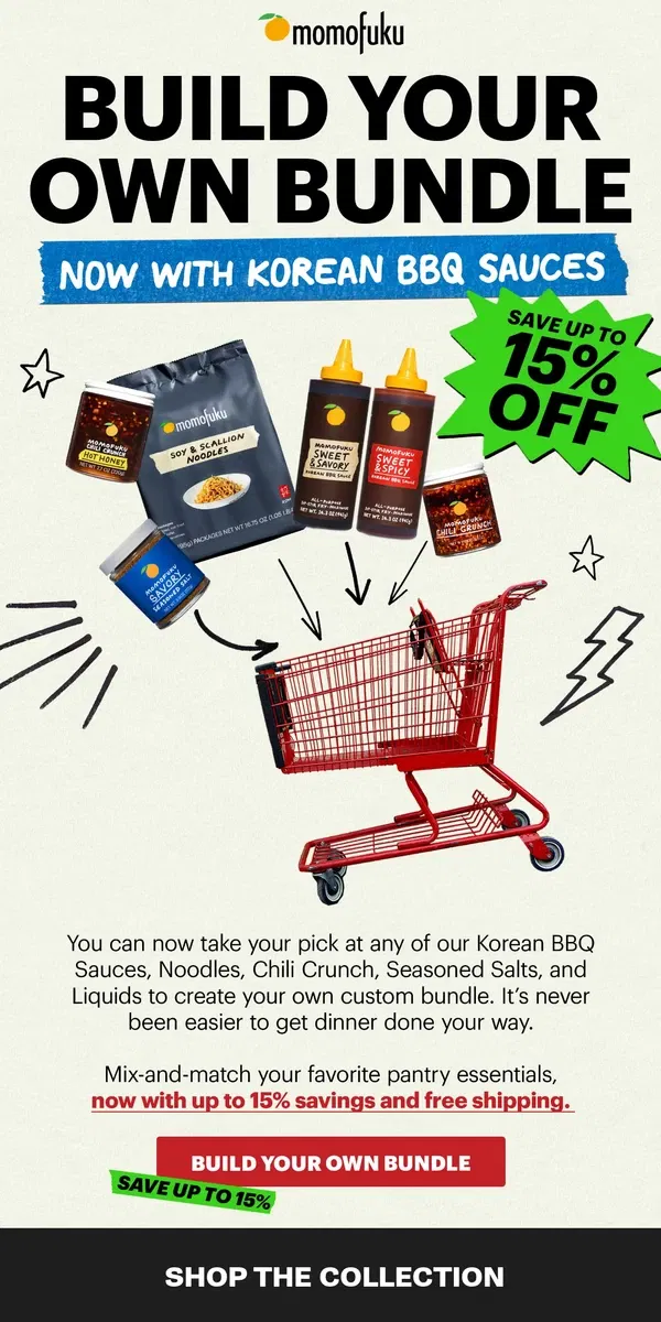 Email from Momofuku. NEW! Build-Your-Own Bundles with BBQ Sauces