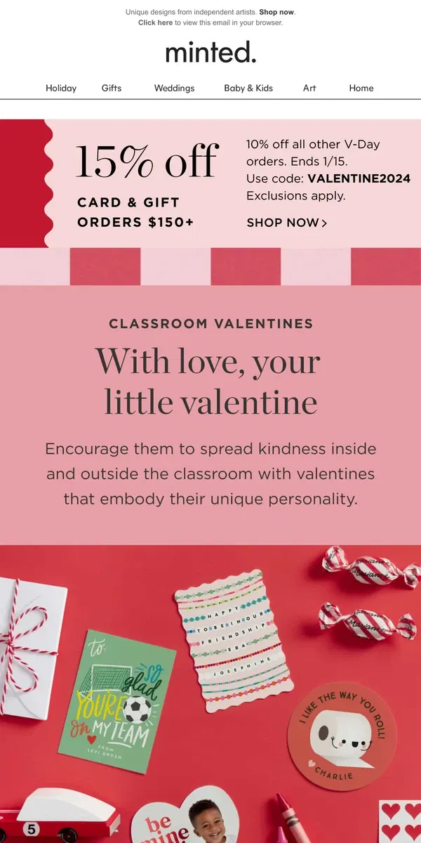 Email from Minted. Valentines that are uniquely them