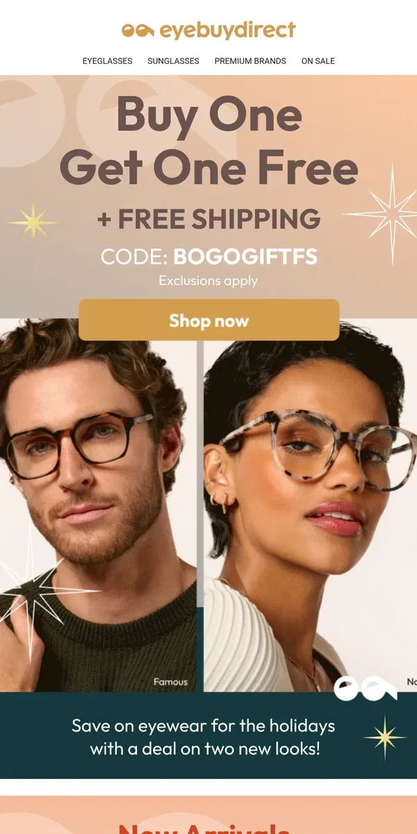 Email from Eyebuydirect. Holiday Eyewear Savings Right This Way 👉👓💰