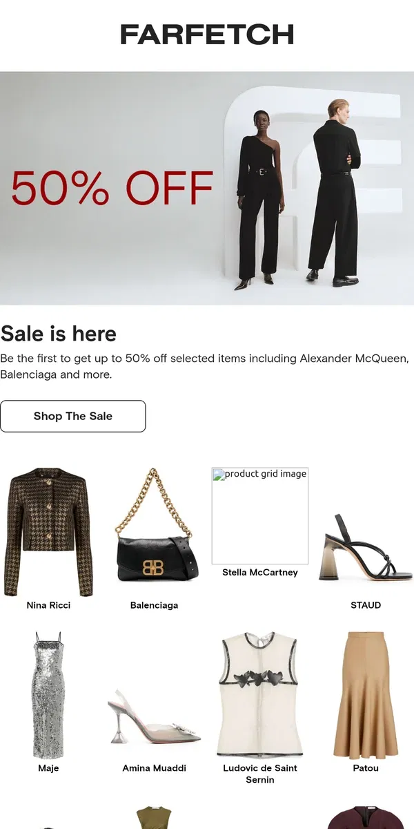 Email from FARFETCH. Up to 50% now on