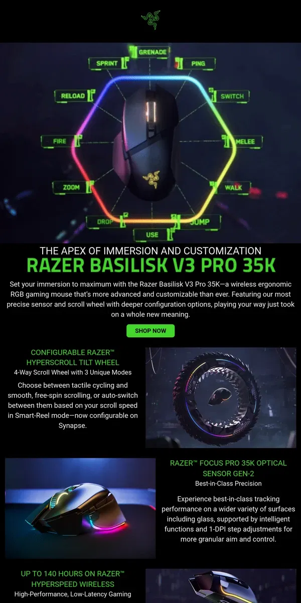 Email from Razer. 🖱️Just Dropped: Razer Basilisk V3 35K Line