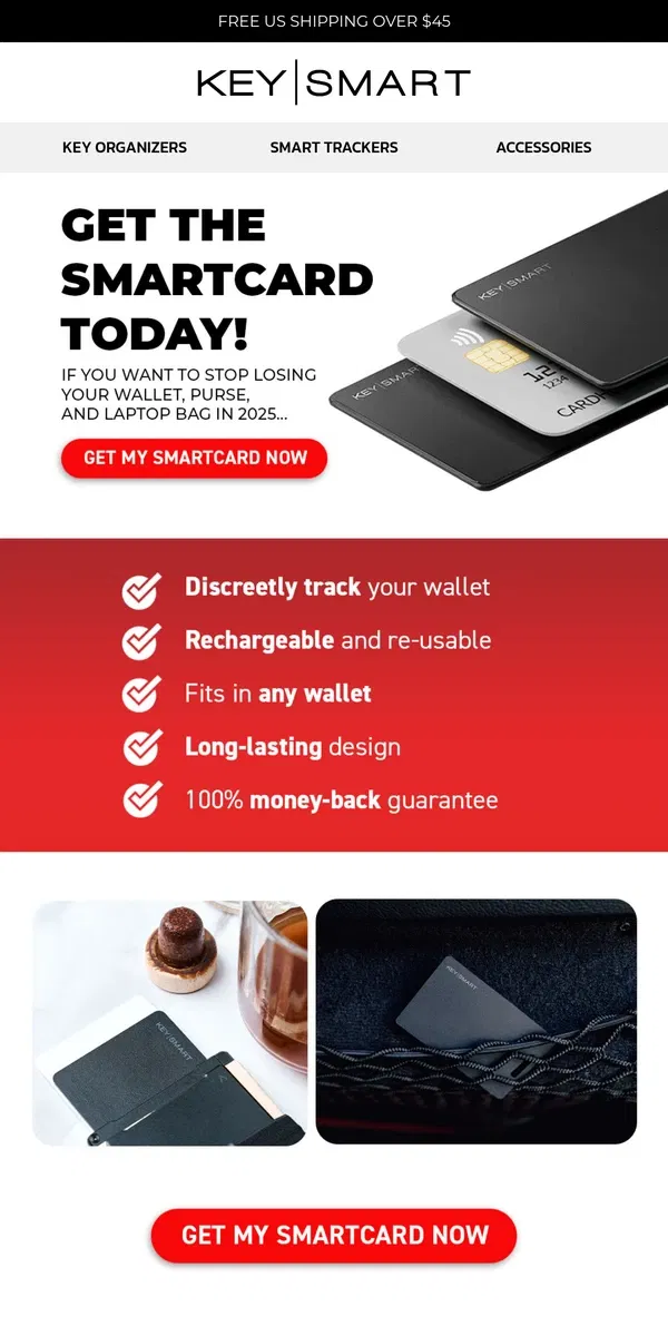 Email from KeySmart. 👀 Make 2025 the year you NEVER lose your wallet!