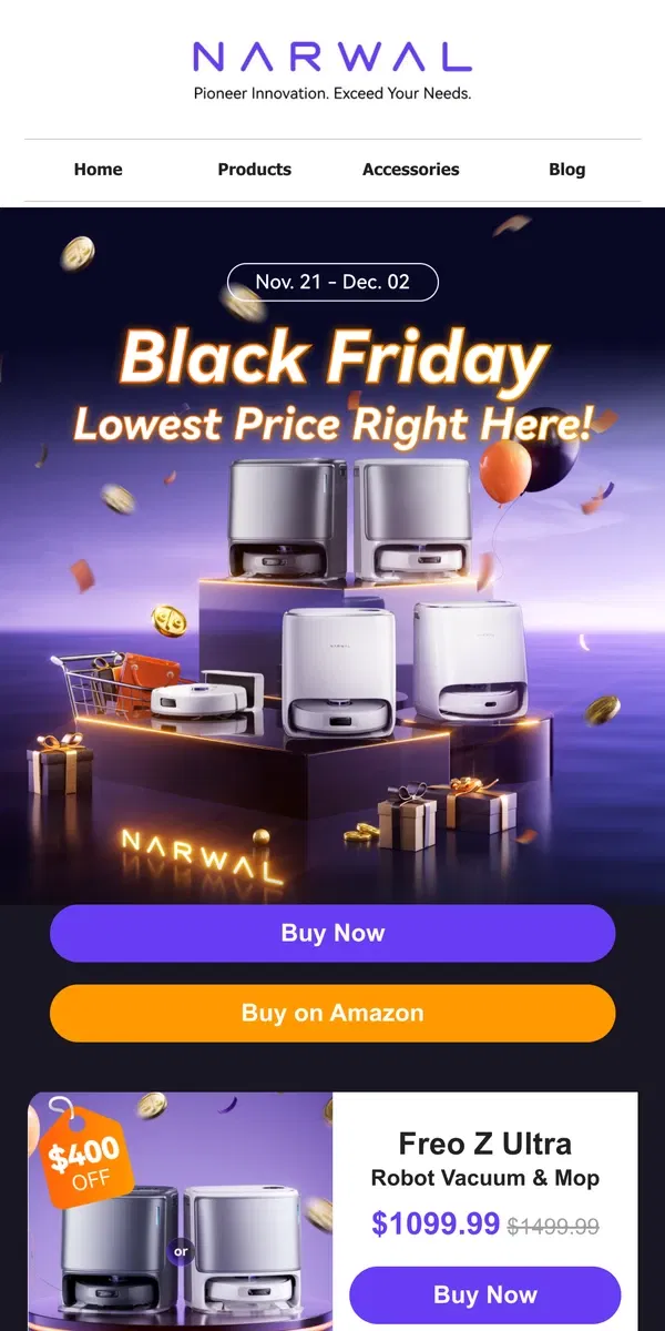 Email from Narwal. 🖤Black Friday Is Here: Shop Narwal’s Lowest Prices Now!